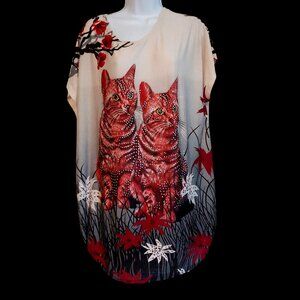 Whiskers and Wild Flowers Front Back Graphic Cats Crystals Unique L